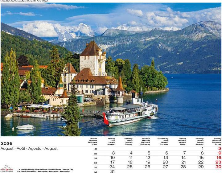 Produktbild Schweiz-Suisse-Svizzera-Switzerland 2026 (40 x 31 cm, Harter Einband, Französisch, Deutsch)