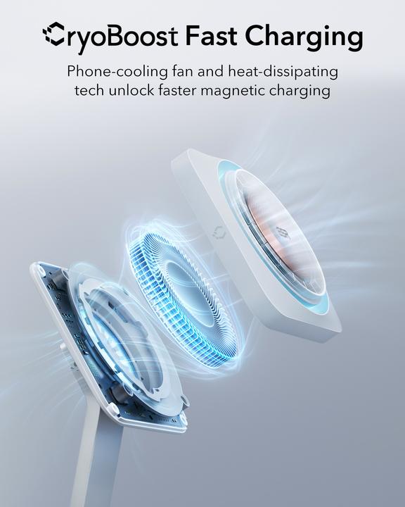 Productafbeelding ESR Draadloze oplader met CryoBoost, 3in1 Magsafe, Wit (15 W)