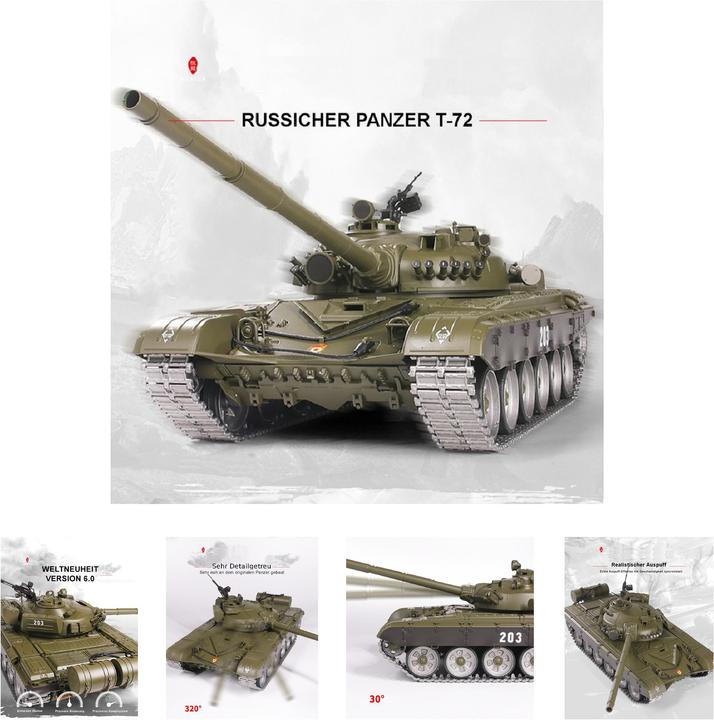 Image du produit Es-toys char RC, T- 72 russe, fumée (RTR Prêt à fonctionner)