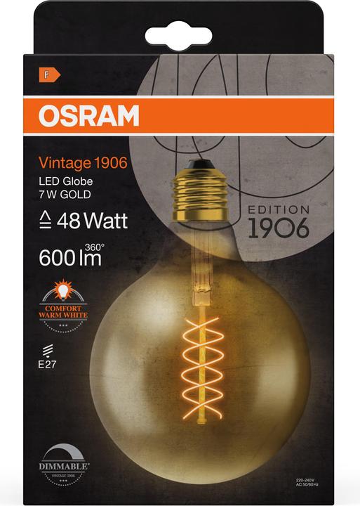 Produktbild Osram Vintage 1906 (E27, 4.80 W, 420 lm, 1 x, F)