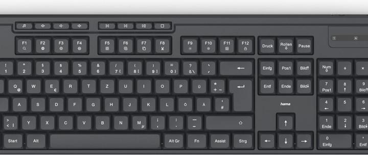 Image du produit Hama Clavier sans fil WK-200 Batterie 8 touches média Noir QWERTZ (DE, Sans fil)