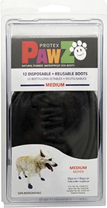 Actual product image Pawz Dog shoe M 7.6cm black 12 pcs - (278096) (M, Dog boots)