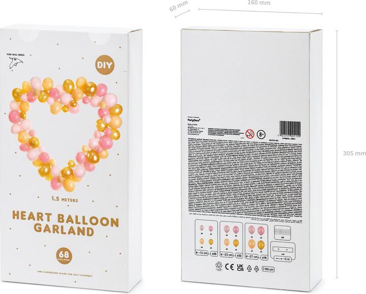 Actual product image Partydeco Arc of Balloons in Heart Shape Gold and White (1 x)