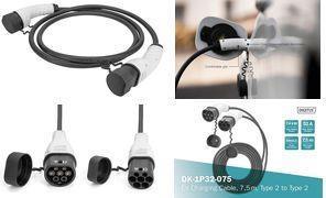 Produktbild Digitus Einphasig 32A - Ladekabel Typ 2 auf Typ 2 (Typ 2, 7.40 kW, 32 A, 5 m)