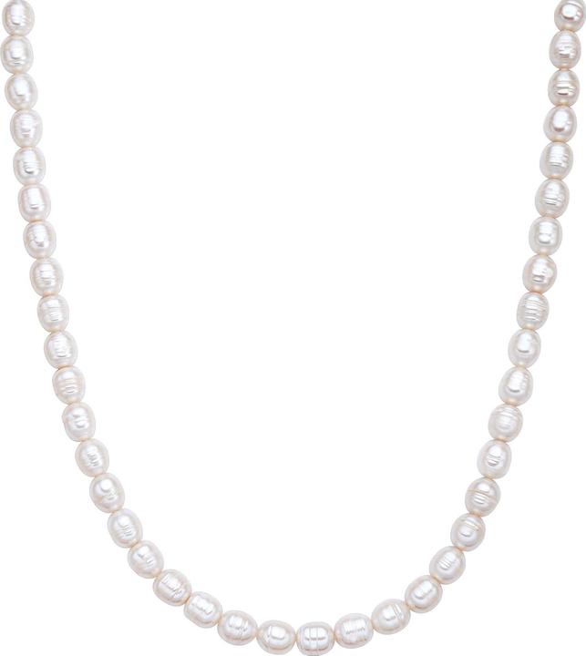Valero Pearls Damen Sterling Silber Süsswasser-Zuchtperlen Gelbgold 40,0 cm Grundkette + 5,0 cm Verlängerung (Sterling Silber, 40 - 45 cm)