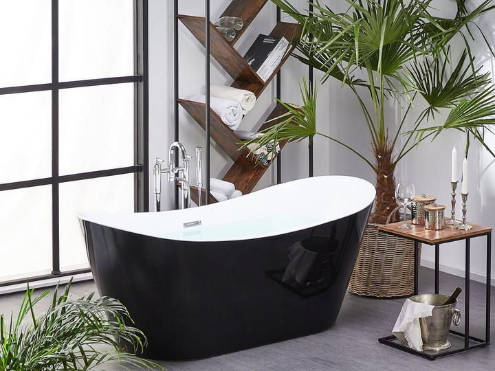 Produktbild Beliani Badewanne freistehend schwarz oval 150 x 75 cm ANTIGUA (180 l, 75 cm, 150 cm)