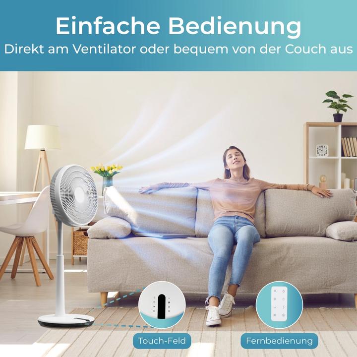 Immagine prodotto KLAMER 3D Ventilator, extra leiser DC Standventilator mit Fernbedienung, 12 Geschwindigkeitsstufen (53 dB)