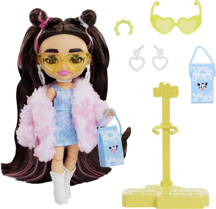 Actual product image Barbie Extra Mini Doll - Cow Print Furry Jacket