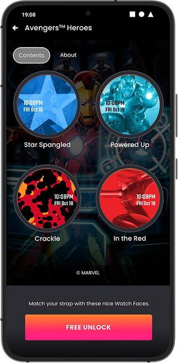 Actual product image Moby Fox Marvel Logo Samsung Smartwatch Band (Silicone, 4, Galaxy Watch 6, 5 Pro)