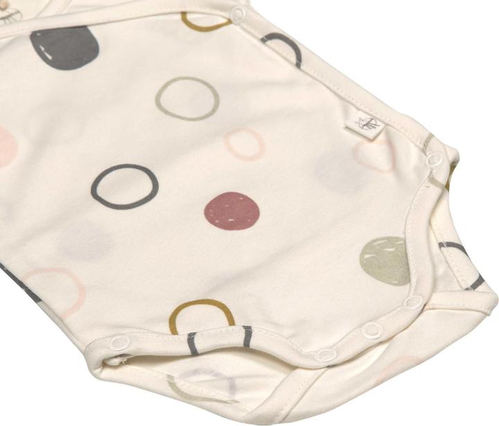 Produktbild Lässig Langarm-Wickelbody Kreise Weiss Gr. 68 (68)