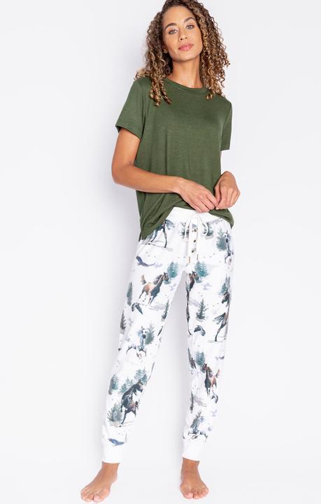 Pj Salvage Pyjama Unterteil weiss/klein gemustert