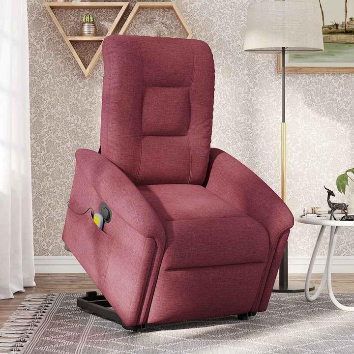 Actual product image VidaXL Massage chair with stand-up aid wine red fabric
