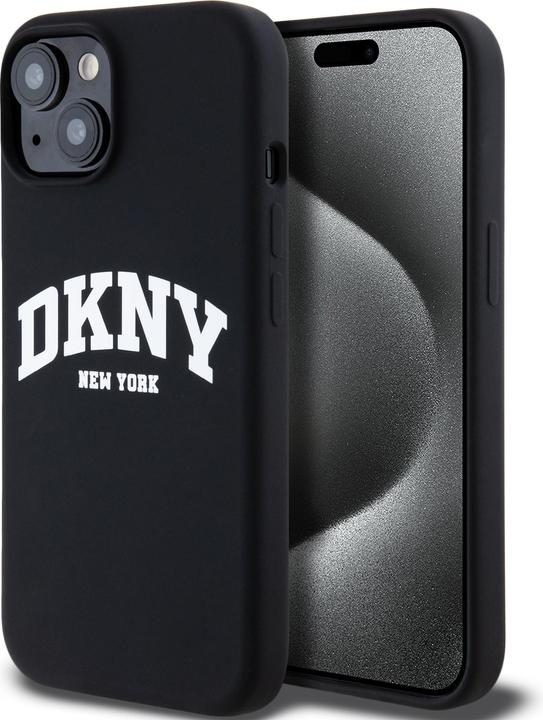 Actual product image DKNY DKHMP15SSNYACH iPhone 15 / 14 / 13 6.1" czarny/black hardcase Liquid Silicone White Printed Log (Apple iPhone 15)