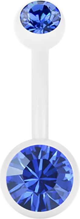 Produktbild Star Piercing Banane Pure White mit zwei Swarovski Kristallkugeln blau (ohne Messing, Chirurgenstahl 316L)