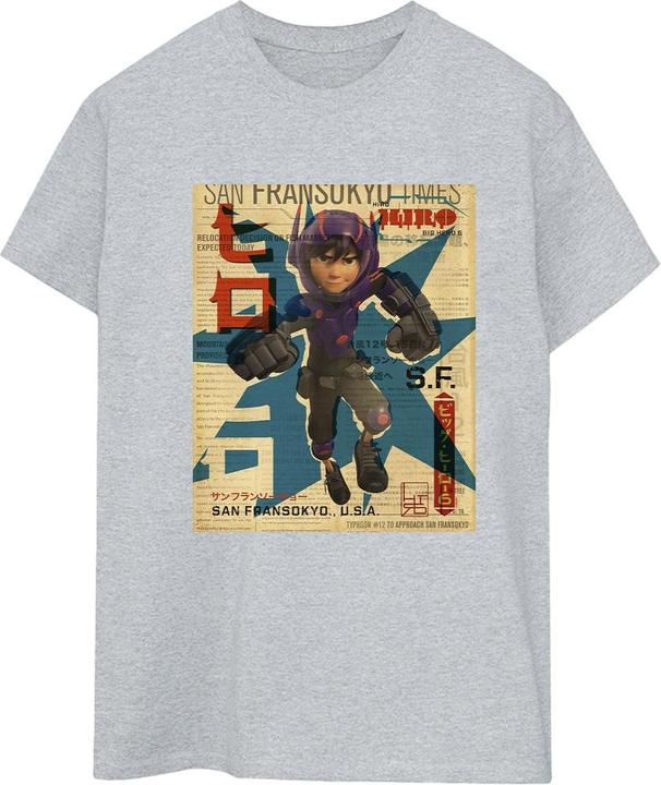 Immagine prodotto Disney Big Hero 6 Baymax Hiro Newspaper Maglietta Ampia Donna (XL)