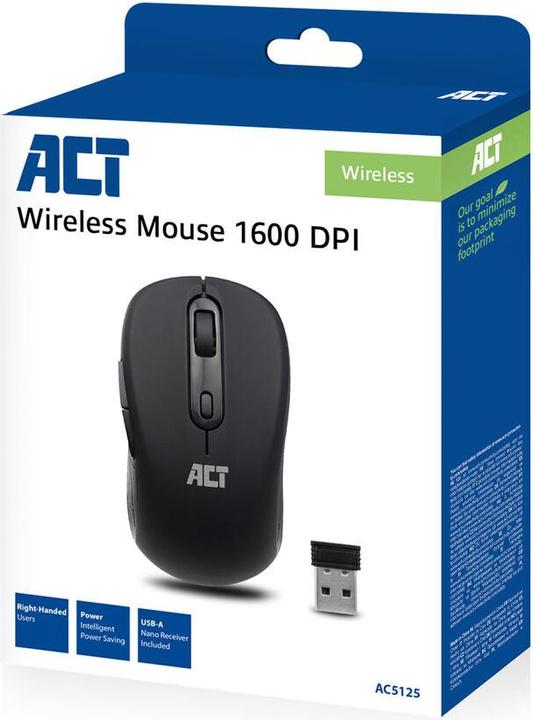 Produktbild Wireless Mouse, USB nano receiver, 1600 dpi, black (Kabellos)