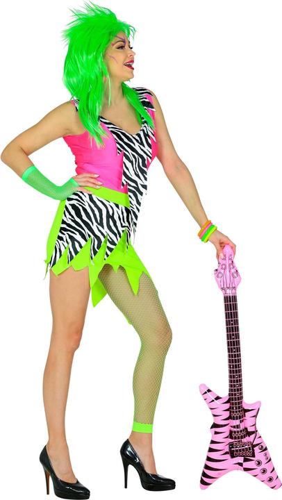 Actual product image Widmann 80s neon dress with fingerless fishnet gloves (S)
