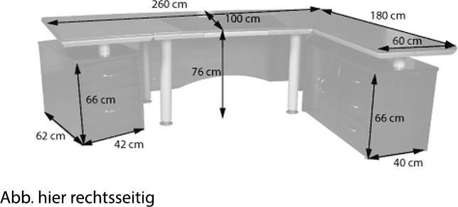 Produktbild Jet-Line Schreibtisch BERLIN links 260 cm