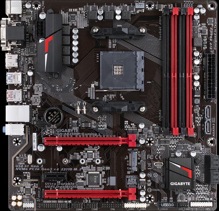 Actual product image Gigabyte GA-AB350M-Gaming 3, mATX, AM4 (AM4, AMD B350, mATX)