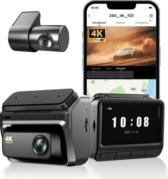 Produktbild DDpai Dash + Rear Camera Z60 (Eingebautes Display, Nachtsicht, WLAN, 4K)