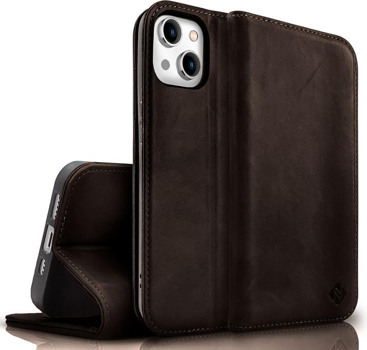 Produktbild Nalia Echt Leder Flip Case Hülle mit Magnetverschluss (Apple iPhone 15 Plus)
