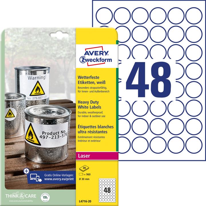 Image du produit Avery Étiquettes résistantes aux intempéries