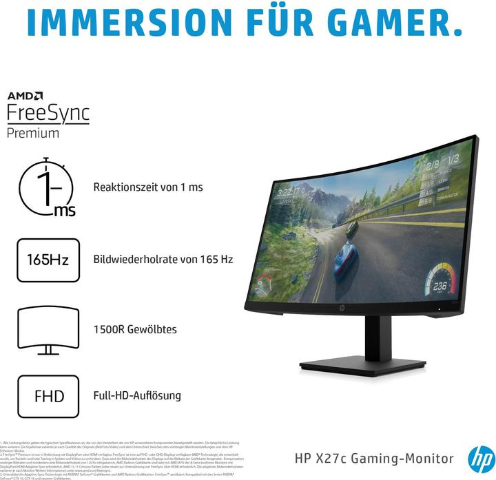 Produktbild HP X27c 68.6 cm (27") 1920 x (1920 x 1080 Pixel, 27")