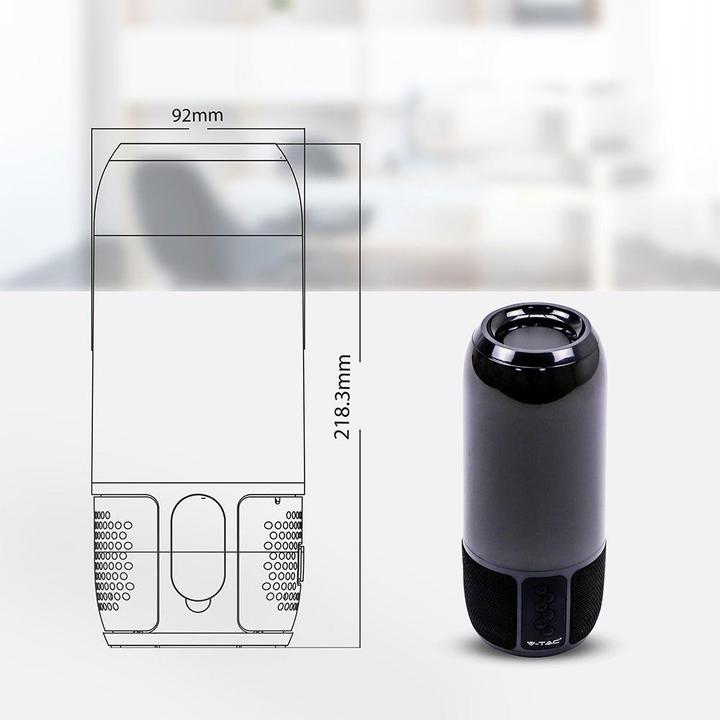 Image du produit V-TAC Haut-parleur Bluetooth 6W avec lumières LED, noir, slot USB et TF, DC : 5V (3 h, Fonctionnement sur piles)