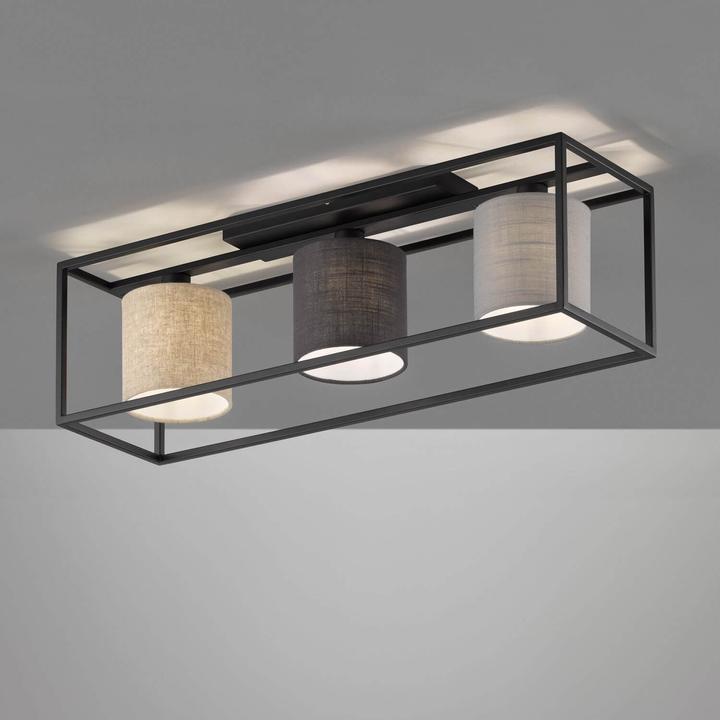 Actual product image Fischer & Honsel Honsel thinking lamp Isko - sand black/fabric shades linen light grey+grey+sand (213 (E14)
