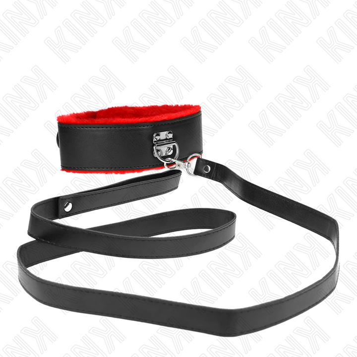 Pipedream KINK - NECK CHAIN WITH BELT 116 CM WITH RED LEATHER BAND ADJUSTABLE 40-48 CM X 6 CM