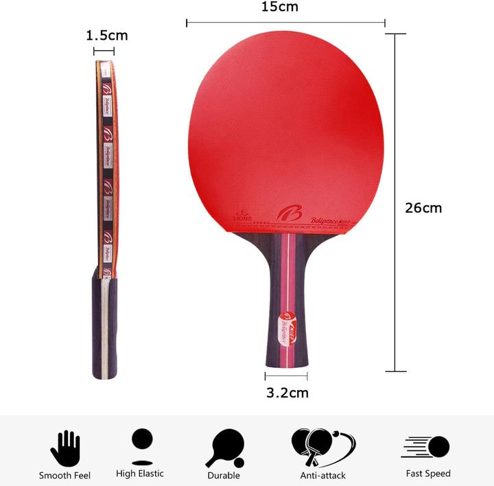 Actual product image Tencoz 4 Tischtennisschläger mit Tischtennisbällen