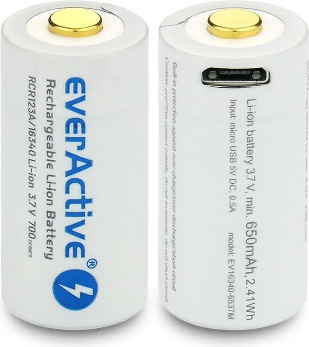 Actual product image Everactive 16340 / RCR123A 3.7V 700 mAh - Rechargeable battery (1 pcs., RCR123A, 650 mAh)
