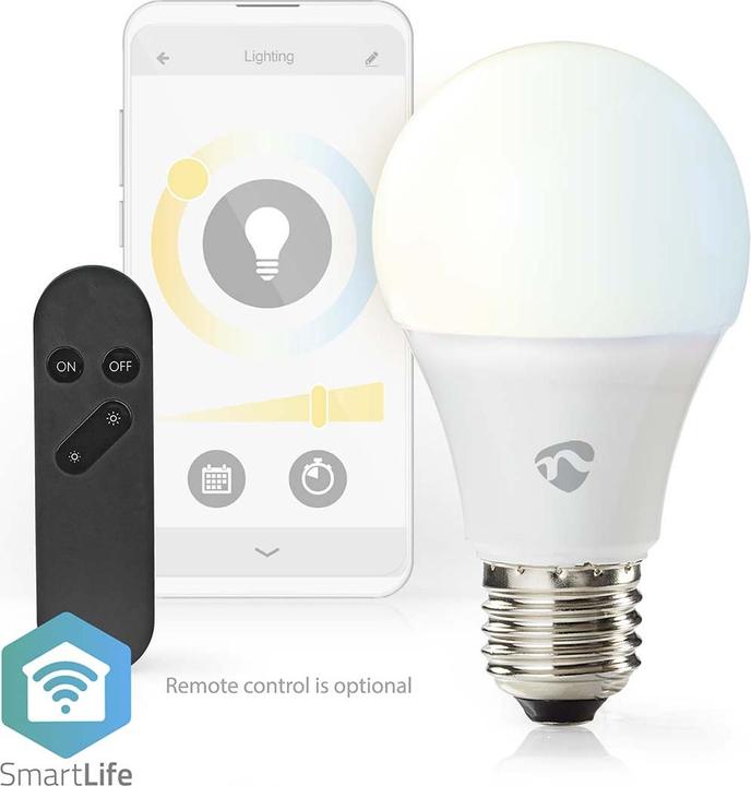 Image du produit Nedis WIFILRW10E27 SmartLife LED Bulb WLAN E27 806 lm 9 W warm to cool white 2700 - 6500 K Classe énergie (E27, 9 W, 806 lm, 1 x, F)