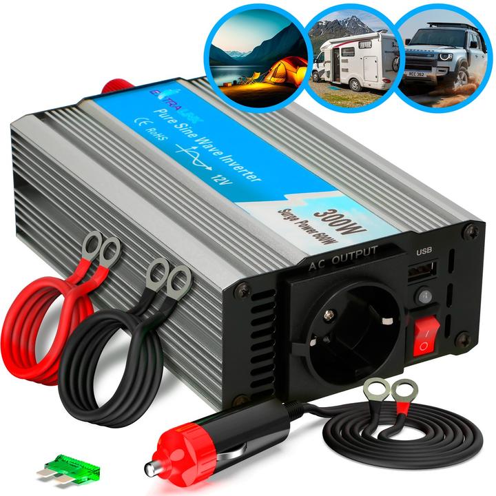 Actual product image Extralink CAR VOLTAGE CONVERTER 12V - 230V, 300W, PURE SINUS OPIP-300W