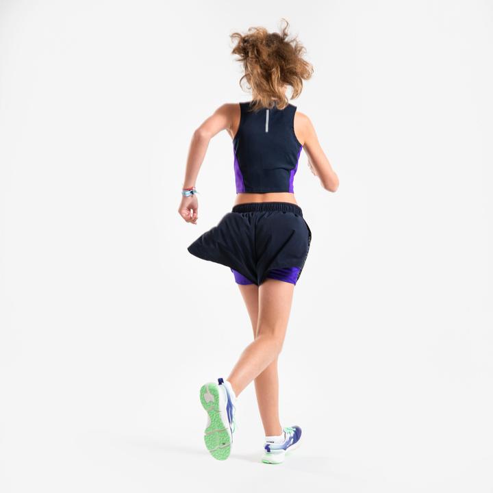 Immagine prodotto Kiprun Tanktop Croptop Running atmungsaktiv Mädchen - 900 dunkelblau/lila (14, 15, 16)
