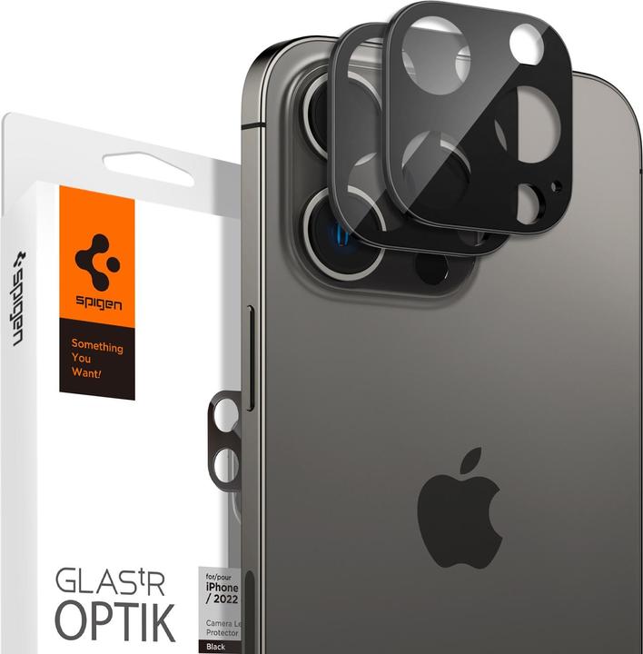 Actual product image Spigen Optik.Tr Camera iPhone 14 Pro/14 Pro Max Lens 2szt./2pcs czarny/black AGL05273 (2 Piece, Apple iPhone 11 Pro)