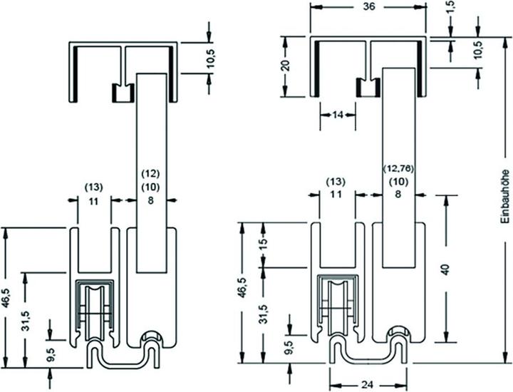 Actual product image Vitris ROBUSTUS Doppellaufschiene E6/C31, 5m