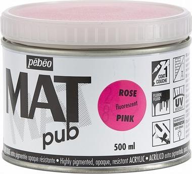 Actual product image Pebeo Acrylic Mat Pub (Fluorescent pink, 500 ml)