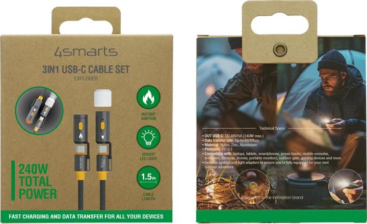 Produktbild 4smarts 3in1 USB-C Kabelset Explorer (1.50 m, USB 3.2 Gen 1)