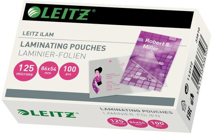 Actual product image Leitz Laminating foil pouch 54x86mm (54 x 86 mm, 100 Piece, 125 µm)