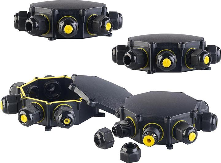 Immagine prodotto Revolt Set di 4 scatole di derivazione dei cavi per esterni, 6 vie, cavo fino a Ø 14 mm, IP68