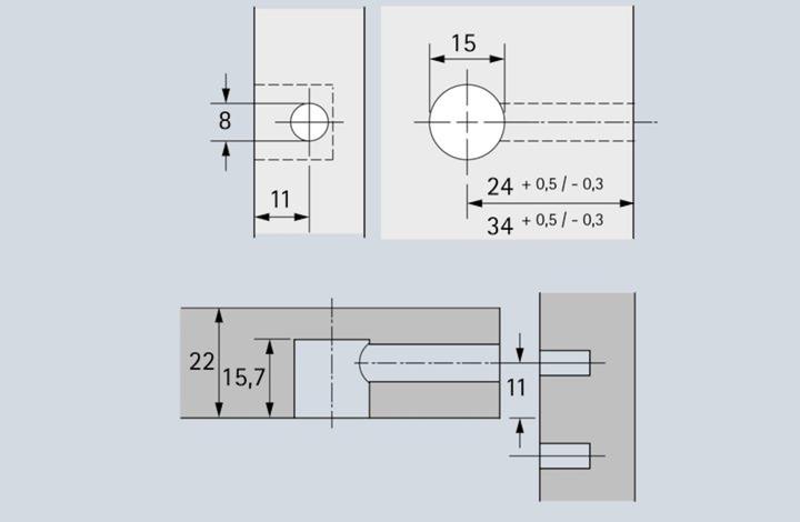 Produktbild Hettich Exzenter-Verbindungsbeschlag Rastex 15, für 22 mm Fachböden (Verbindungsbeschlag, 1 Stk.)