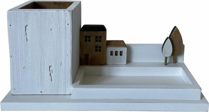 DKD Home Decor Multipurpose organiser Pencil White Brown Wood Metal 30 x 40 cm 28 x 11 x 14 cm