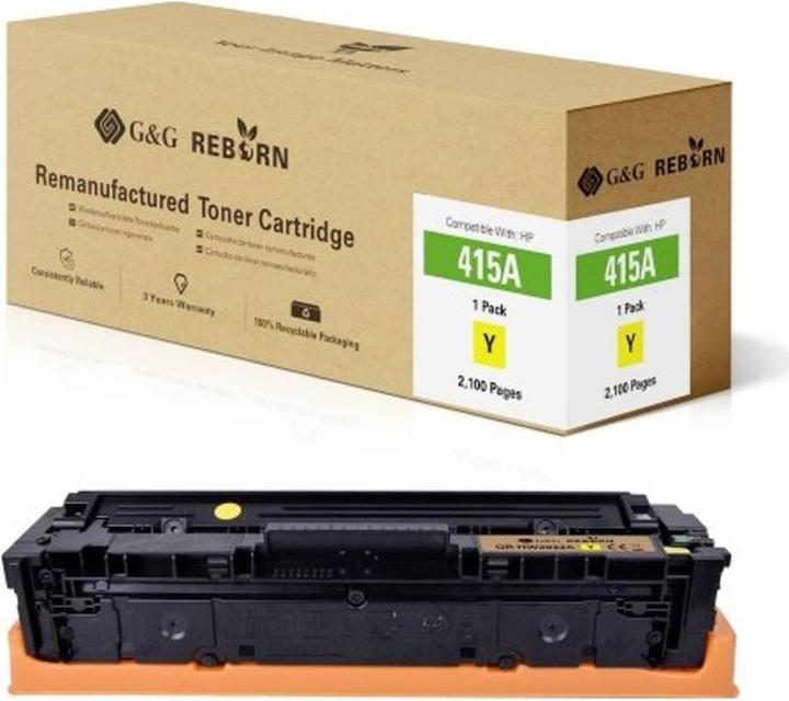 Actual product image G&G Toner replaces HP 415A Compatible Yellow 2100 pages Reborn remanufactured 212 (Y)