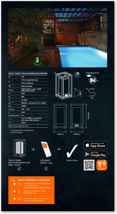 Actual product image Ledvance SMART OUTD WIFI Table Frame Maxi (310 lm, IP44)