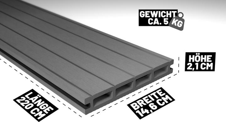 Produktbild ® 6m² Hellgrau WPC Terrassendielen Komplettset