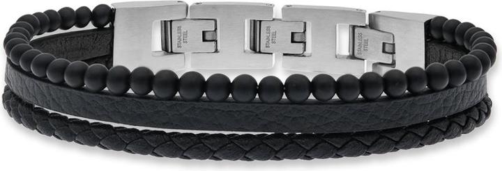 Save Brave Armband SBB-TYLER-BK Herren (18.50 cm, Edelstahl, Leder, Stein)