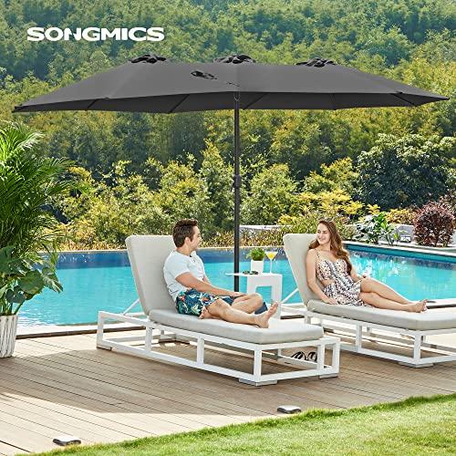 Produktbild Songmics Sonnenschirm gross 460 x 270 cm Grau (2.70 m)