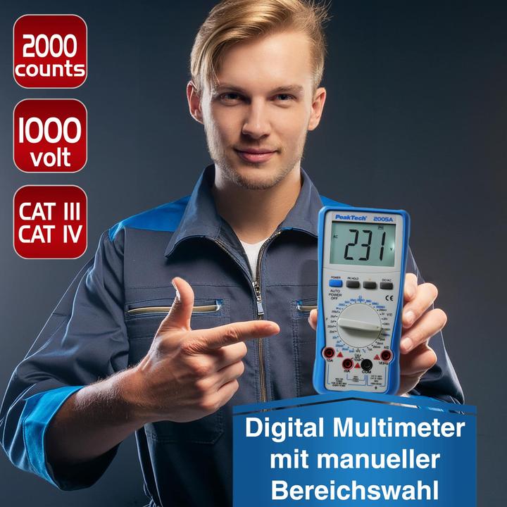 Image du produit Peaktech P 2005 A Multimètre numérique (CAT III 1000V, CAT IV 600V)