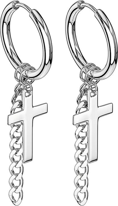 Immagine prodotto Star Piercing Orecchino d'argento con ciondolo a croce e catena (senza ottone, Acciaio chirurgico 316L)
